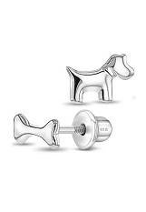 outstanding dog and bone sterling silver baby earrings 